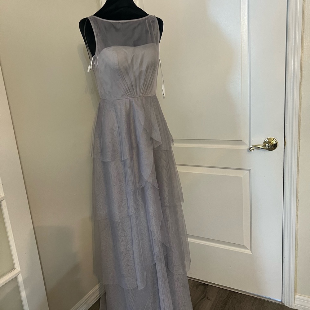 Donna Morgan Gray Layered Maxi Dress